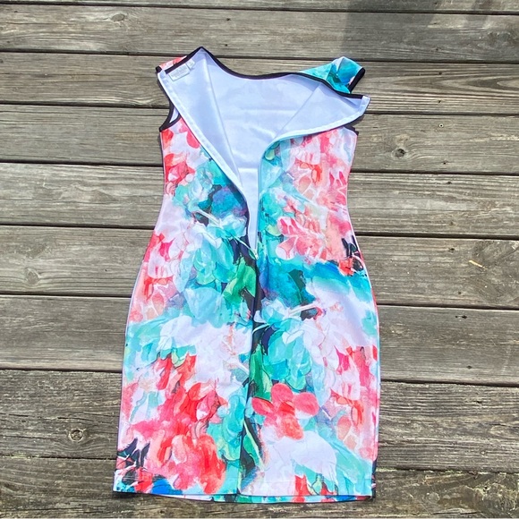 Bisou Bisou floral sheath dress sleeveless with contrast Sz Small - Picture 15 of 16